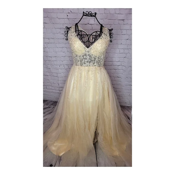 slim fit dress slacks A Line Long Sleeve Sequin Formal Dress main image 1